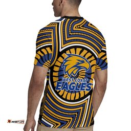 West Coast Eagles Rugby Jersey Indigenous Monochrome Dot Art Mascot Style TS04