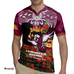 Personalised Sea Eagles Rugby ANZAC Day Rugby Jersey Last Post Poppy We Will Remember Them LT14