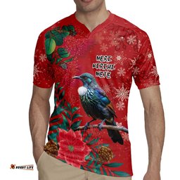 Tui Meri Kirihimete Personalised Rugby Jersey Pohutukawa Flowers Red Motif LT9