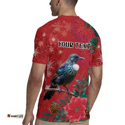 Tui Meri Kirihimete Personalised Rugby Jersey Pohutukawa Flowers Red Motif LT9