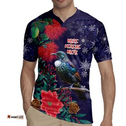 Tui Meri Kirihimete Personalised Rugby Jersey Pohutukawa Flowers Blue Motif LT9