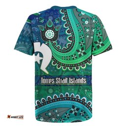 Torres Strait Islands Rugby Jersey Dhari Emblem Vibrant Teal Indigenous TS04