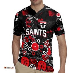 Personalized St Kilda Saints Rugby Jersey Aboriginal Dot Painting Graffiti Style TS04