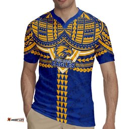 Personalized West Coast Eagles Rugby Jersey Polynesian Tribal Pattern Heritage Football TS04