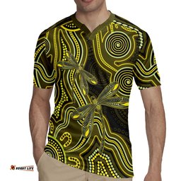 Yellow Indigenous Dragonfly Australia Rugby Jersey Aboriginal Art LT14