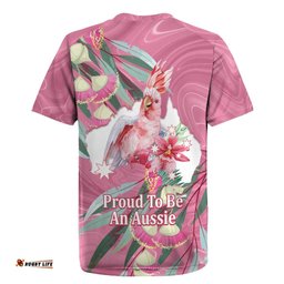 Pink Cockatoo Australia Day Rugby Jersey Proud To Be An Aussie Opal Eucalyptus Blossoms LT14