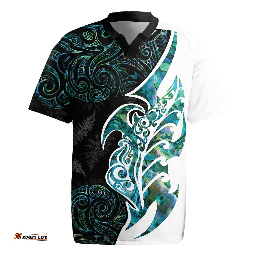 Proud Aotearoa Rugby Jersey Maori Silver Fern Mix Paua Shell Pattern LT14