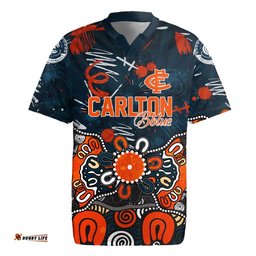 Personalized Carlton Blues Rugby Jersey Aboriginal Dot Painting Graffiti Style TS04