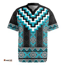 Turquoise Taniko Pattern Aotearoa Rugby Jersey Niho Taniwha Mix Poutama LT14