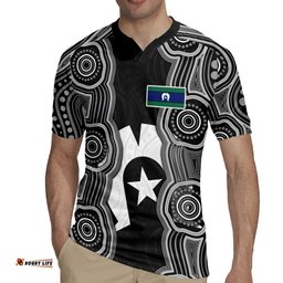 Torres Strait Islander Rugby Jersey Flag Feather Headdress Indigenous Dotwork Tribal Art TS04