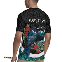 Personalised Valentine's Day New Zealand Rugby Jersey Tui Bird Couple Kowhaiwhai Mix Pohutukawa LT14