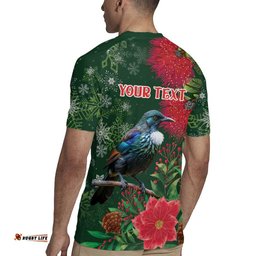 Tui Meri Kirihimete Personalised Rugby Jersey Pohutukawa Flowers Green Motif LT9