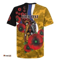 West Eagles ANZAC Personalised Rugby Jersey Lest We Forget Poppy Camo LT9
