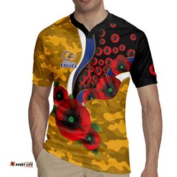 West Eagles ANZAC Personalised Rugby Jersey Lest We Forget Poppy Camo LT9