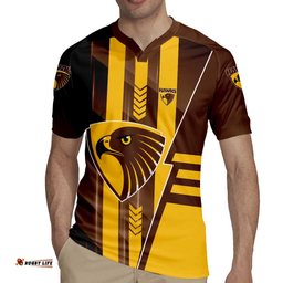 Personalized Hawthorn Hawks Rugby Jersey Modern Geometric Sports Graphic Style TS04