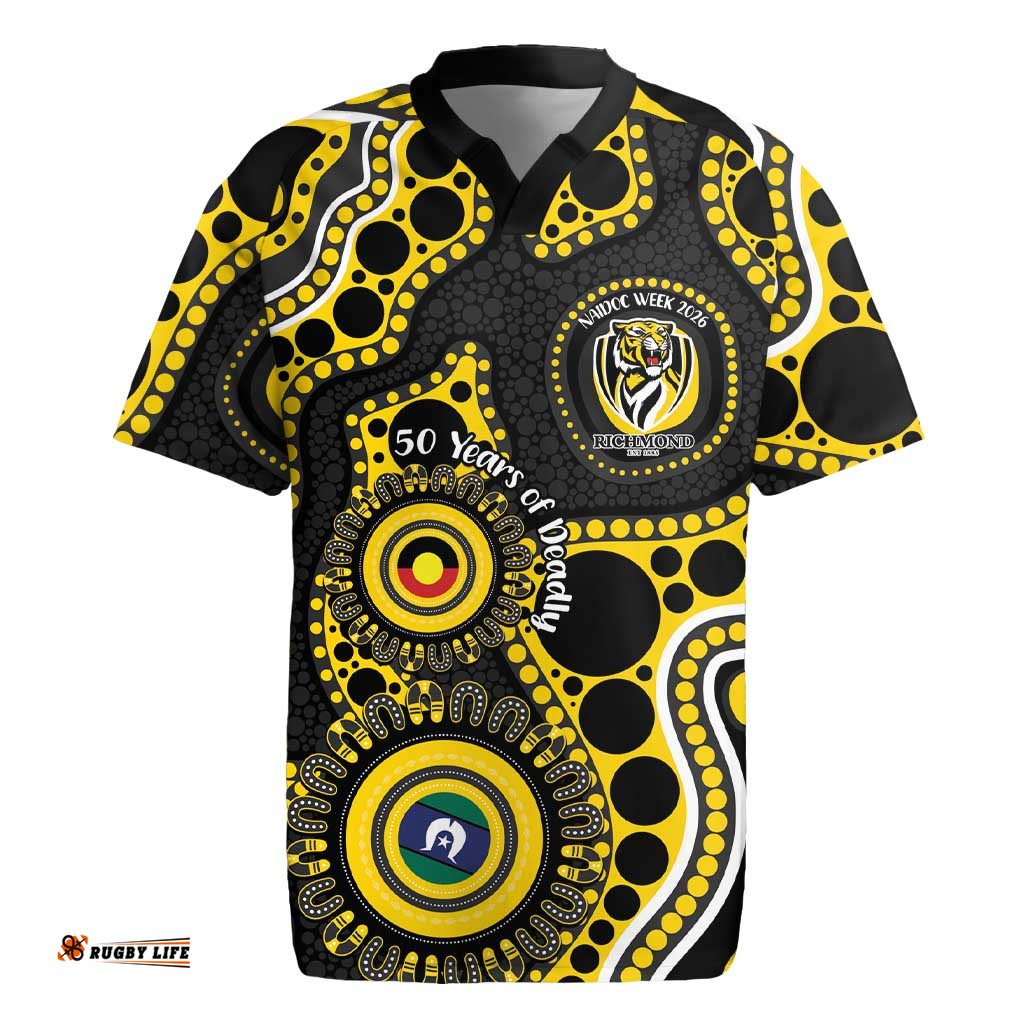 Richmond NAIDOC Week 2026 Personalised Rugby Jersey 50 Years of Deadly Aboriginal Art LT14