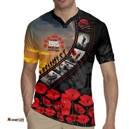 Personalised Remembering ANZAC Lest We Forget Rugby Jersey Vintage Film Frame Memorial Red Poppy LT9