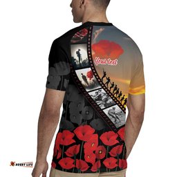 Personalised Remembering ANZAC Lest We Forget Rugby Jersey Vintage Film Frame Memorial Red Poppy LT9