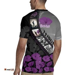 Personalised Remembering ANZAC Lest We Forget Rugby Jersey Vintage Film Frame Memorial Purple Poppy LT9