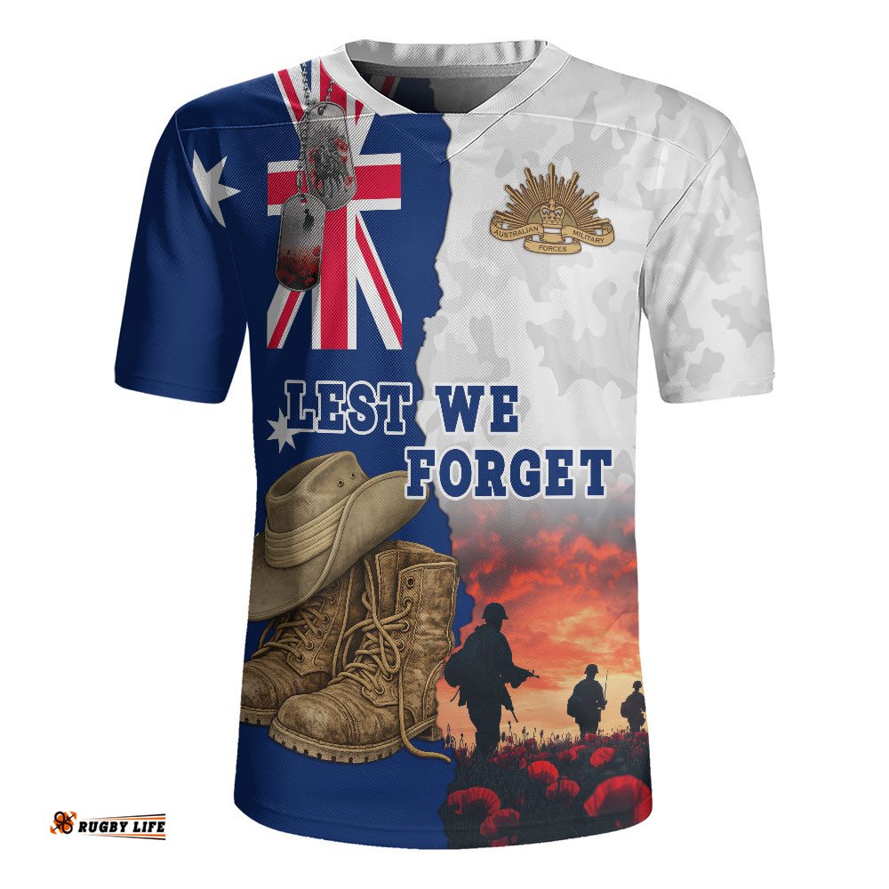 Australia Rugby Jersey Two Sides Of Service Anzac Day Remembrance