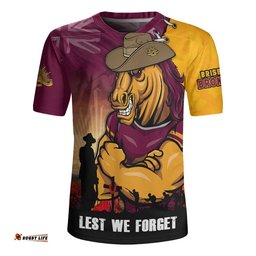 Brisbane Broncos Rugby Jersey Anzac Day Lest We Forget Silent Dawn