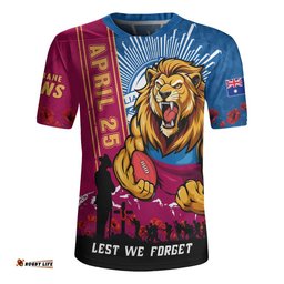 Brisbane Lions Rugby Jersey Anzac Day Lest We Forget Memorial