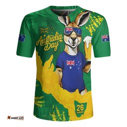 Australia Rugby Jersey Australia Day Kangaroo Cheers Green Gold Celebration Edition