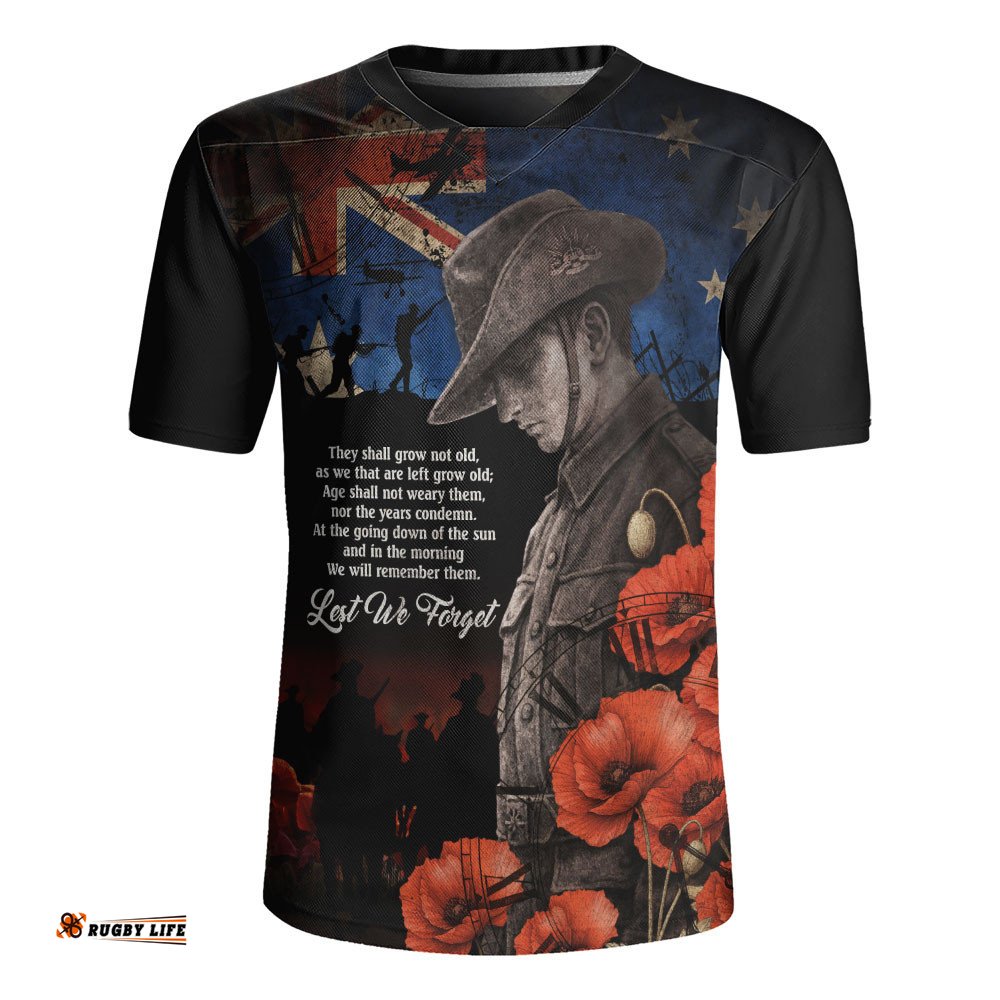 Australia Rugby Jersey Anzac Day Courage Sacrifice Eternal Honor