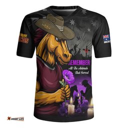 Brisbane Broncos Rugby Jersey Anzac Day Purple Poppy And Animals That Served