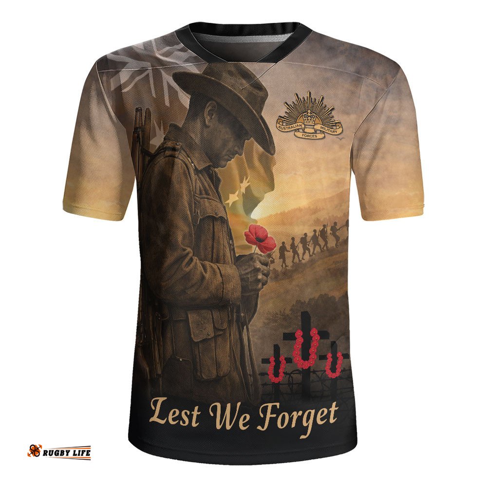 Australia Rugby Jersey Anzac Day At Dawn We Remember