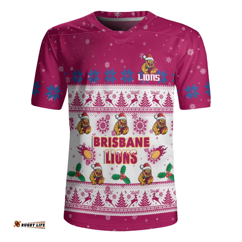 Brisbane Lions Rugby Jersey Special Ugly Christmas Holiday Footy Fans