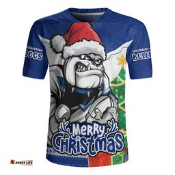 Canterbury-Bankstown Bulldogs Rugby Jersey Santa Scoring Touchdown On Christmas Game Day
