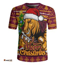 Brisbane Broncos Rugby Jersey Merry Christmas Game Day Knit Style Team Edition
