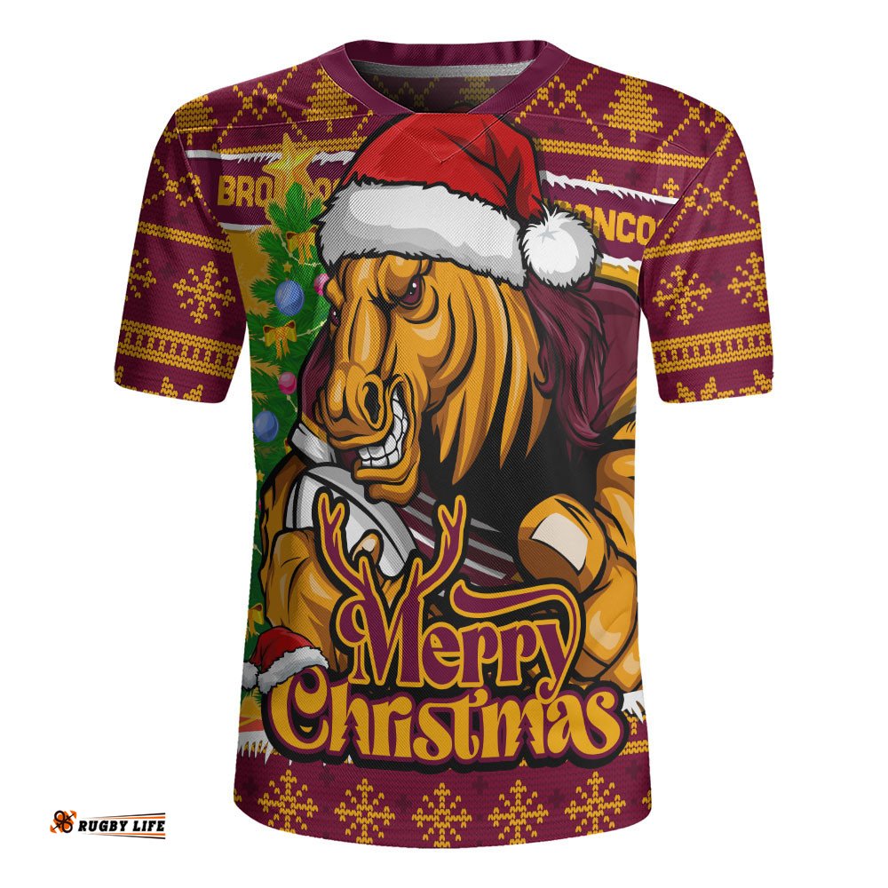 Brisbane Broncos Rugby Jersey Merry Christmas Game Day Knit Style Team Edition