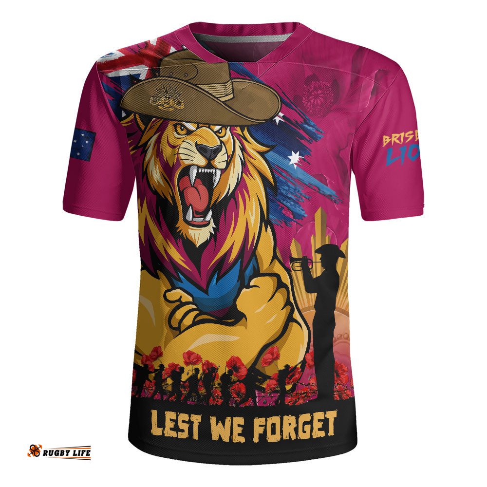 Brisbane Lions Rugby Jersey ANZAC Inspired Football Fan Memorial Design