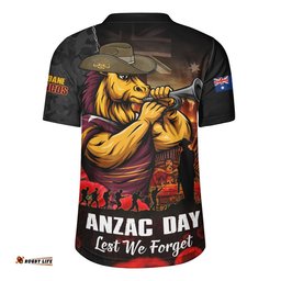 Brisbane Broncos Rugby Jersey Anzac Day Rising Dawn Ceremony Lest We Forget Courage
