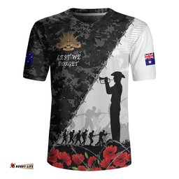Australia Rugby Jersey Anzac Day Poppy And Barbed Wire Of Service