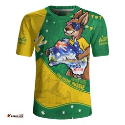 Australia Rugby Jersey Australia Day Kangaroo Green Gold Spirit 26 January Holiday