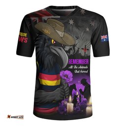Adelaide Crows Rugby Jersey Anzac Day In Memory Of Animals That Served