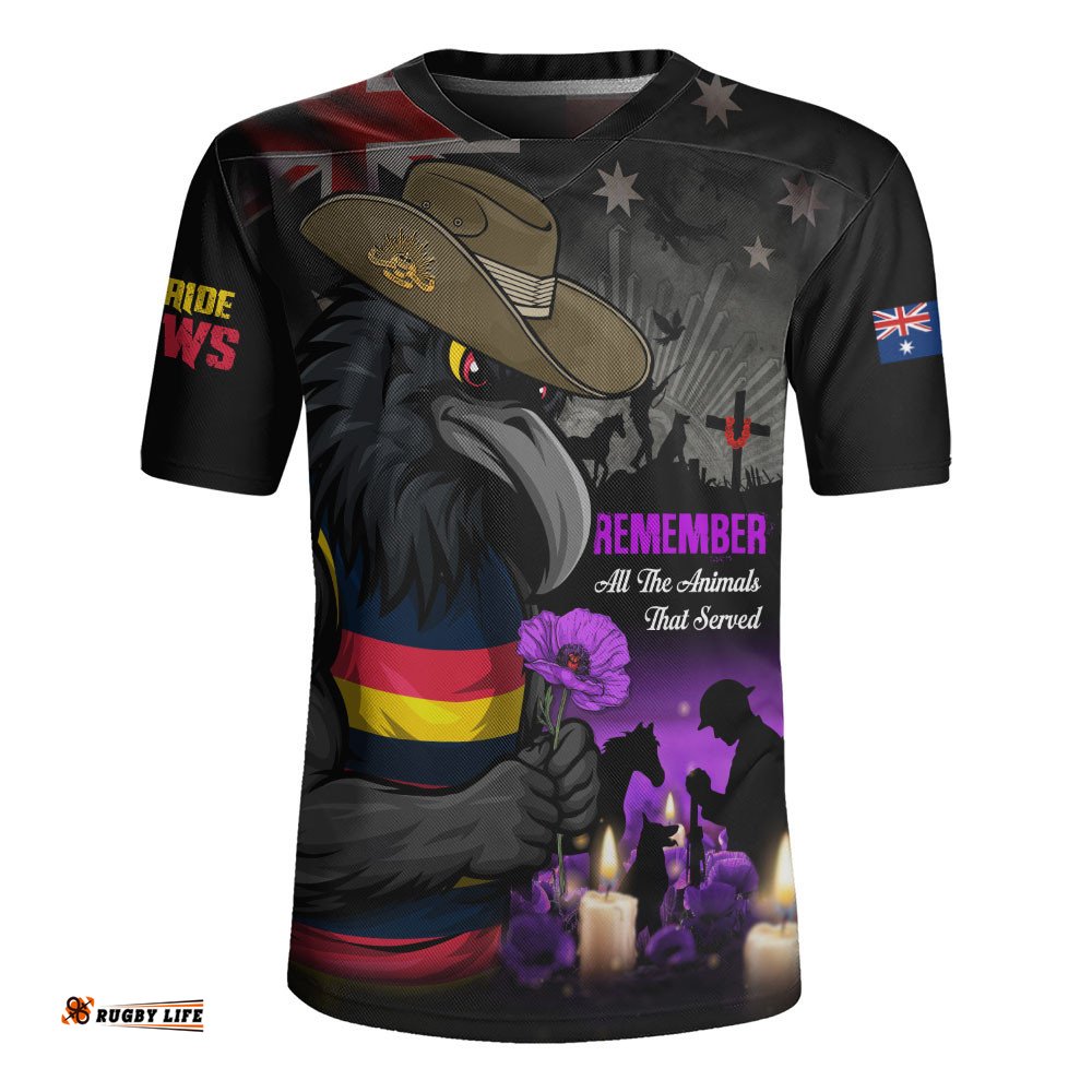 Adelaide Crows Rugby Jersey Anzac Day In Memory Of Animals That Served