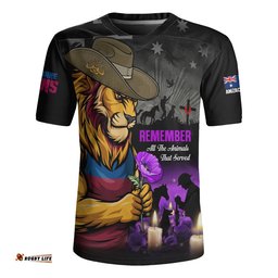 Brisbane Lions Rugby Jersey Anzac Day In Memory Of Animals That Served