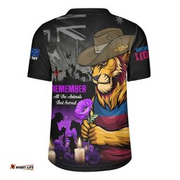 Brisbane Lions Rugby Jersey Anzac Day In Memory Of Animals That Served