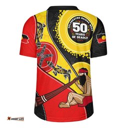 Indigenous Australian Aboriginal Rugby Jersey NAIDOC Week 50 Years Of Deadly Dreamtime Story