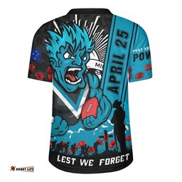 Port Adelaide Rugby Jersey Anzac Day Lest We Forget Memorial