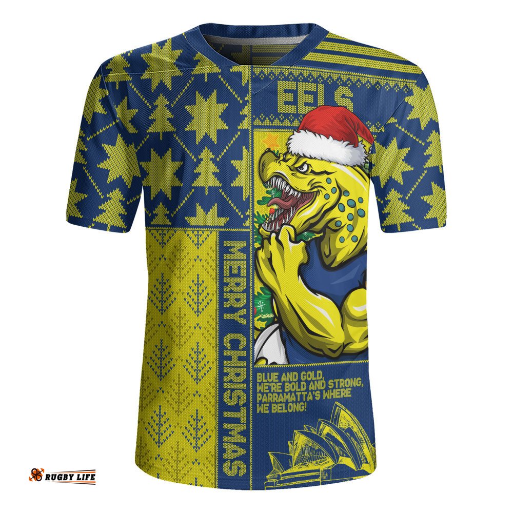Parramatta Eels Rugby Jersey Christmas Magic Knit Style Winter Glow