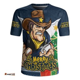North Queensland Cowboys Rugby Jersey Santa Scoring Touchdown On Christmas Game Day