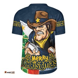 North Queensland Cowboys Rugby Jersey Santa Scoring Touchdown On Christmas Game Day