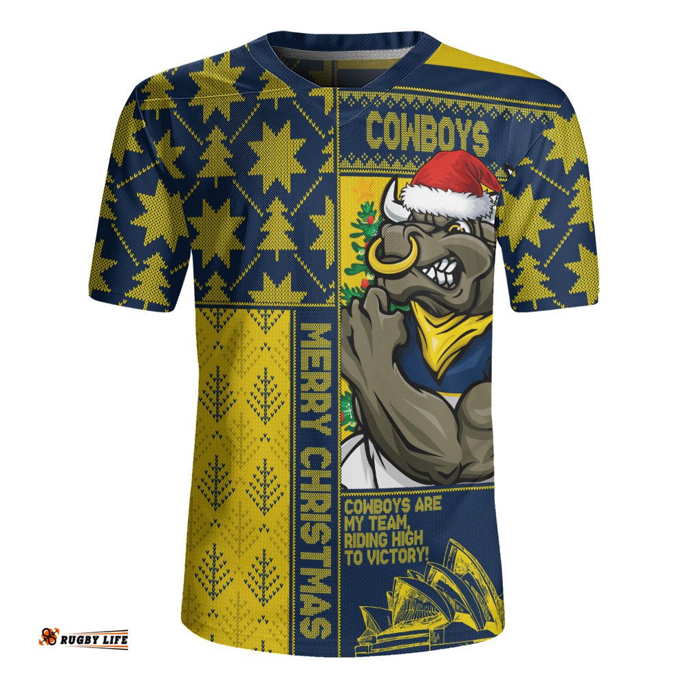 North Queensland Cowboys Rugby Jersey Christmas Magic Knit Style Winter Glow