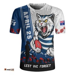Geelong Cats Rugby Jersey Anzac Day Lest We Forget Memorial