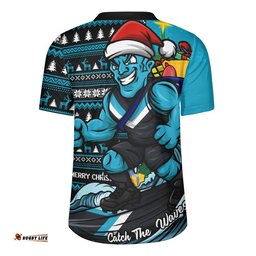 Port Adelaide Rugby Jersey Christmas Holiday Santa Rides The Waves